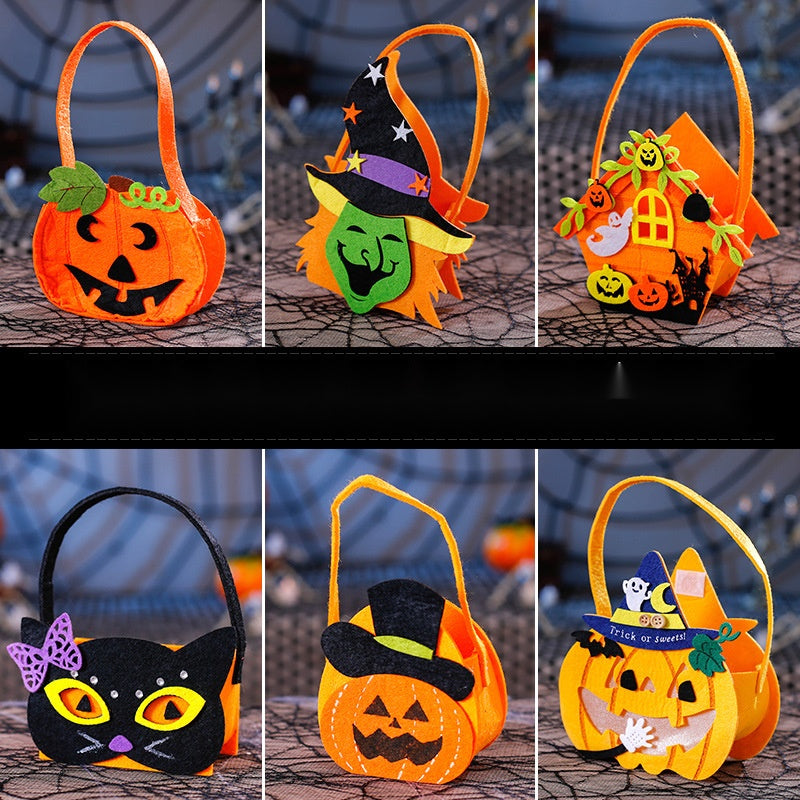 Halloween Pumpkin Candy Bags for Kids, Trick or Treat Tote Party Favor