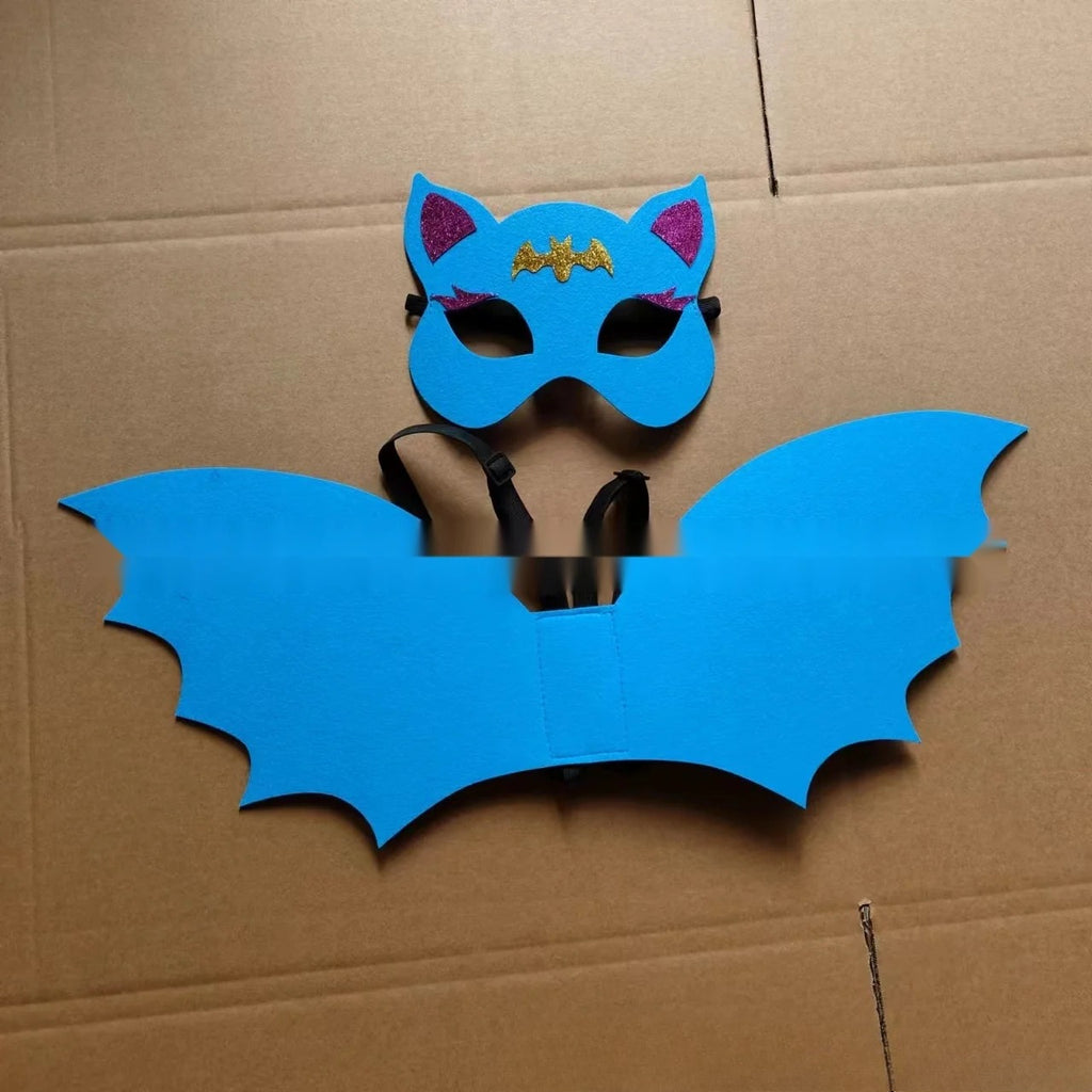 Halloween Kids Bat Wing Cape with Headband Mask, Vampire Costume for Boys and Girls