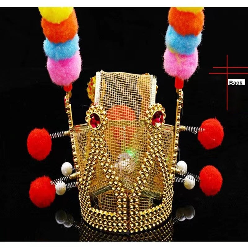 Glowing Monkey King Headpiece Crown, Light Up Purple Gold Hat Costume for Kids Cosplay
