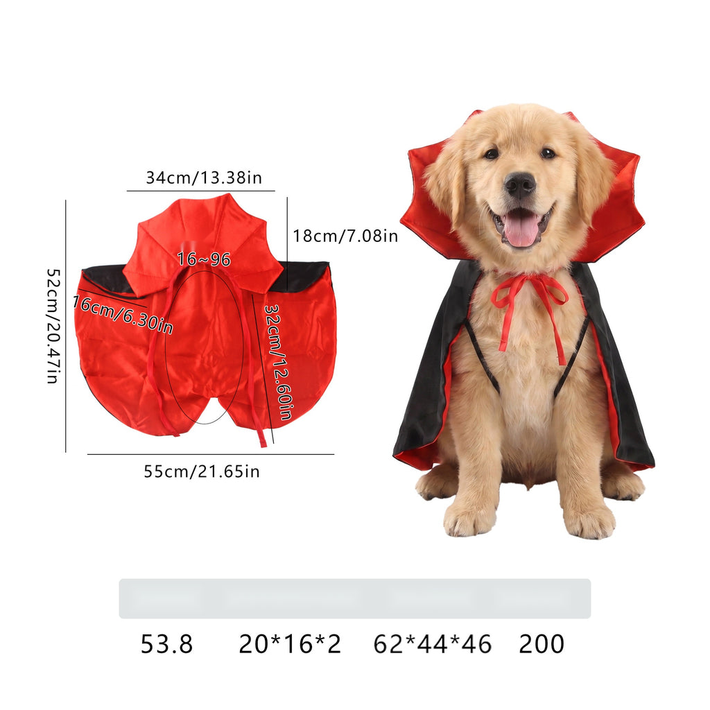 Halloween Pet Costume Set, Pumpkin Cape with Witch Hat for Cats and Dogs