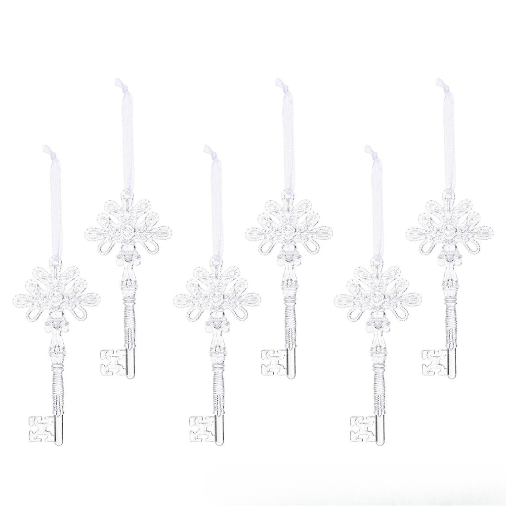 6 Pack Acrylic Christmas Tree Hanging Ornaments, Clear Snowflake Icicle Decorations