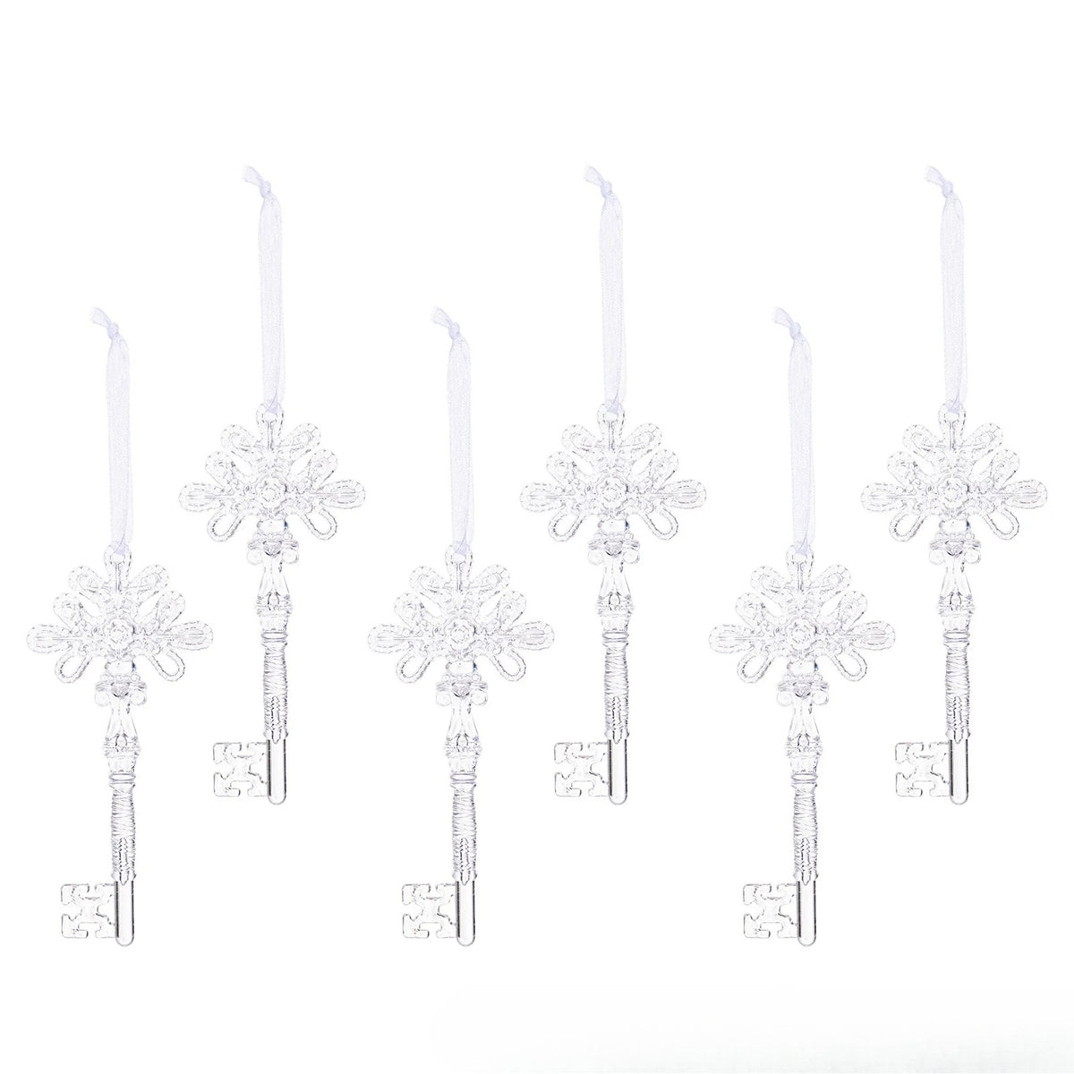 6 Pack Acrylic Christmas Tree Hanging Ornaments, Clear Snowflake Icicle Decorations
