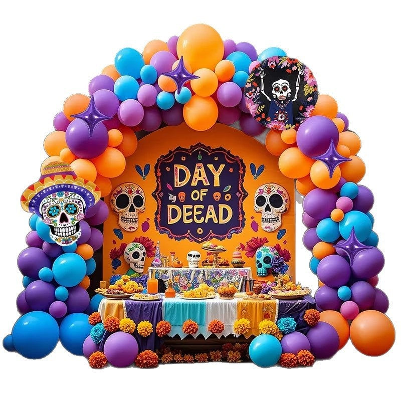 Halloween Foil Balloon Bundle, Skull Theme Party Decoration Set for Birthday