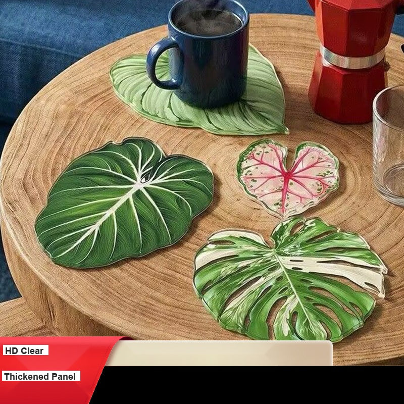 Tropical Plant Acrylic Coasters Set Solid Color Heat Resistant Easy Clean Table Coasters