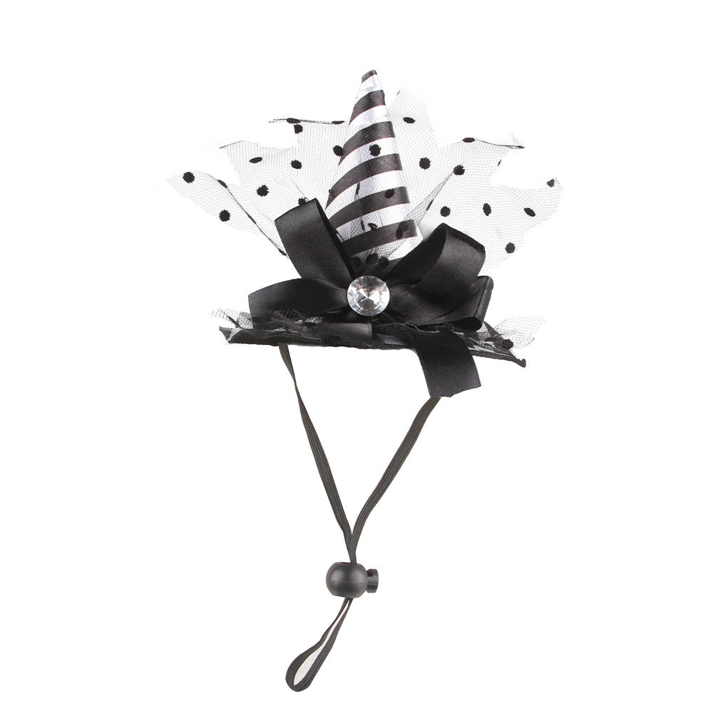 Halloween Pet Witch Hat for Cats, Lace Pointed Hat Costume Photo Prop