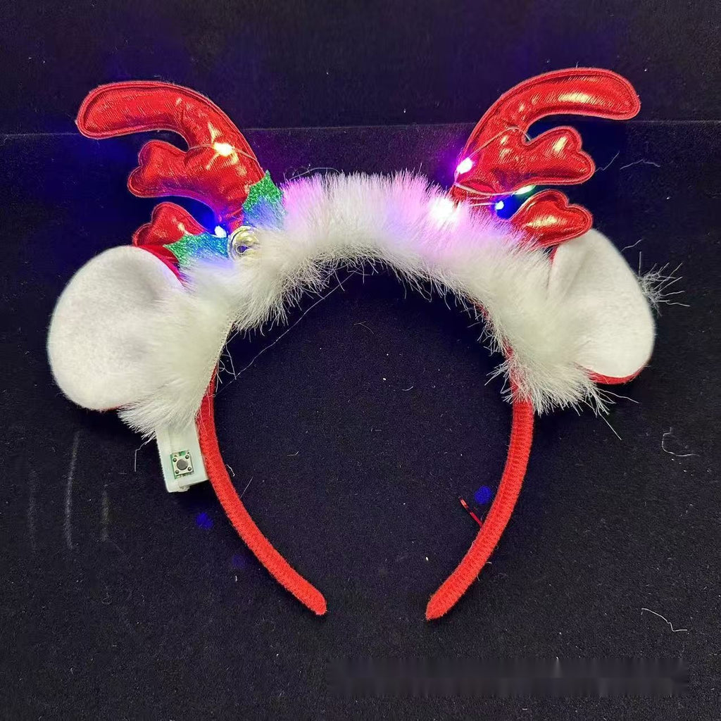 Glowing Reindeer Antler Headband, Christmas Light Up Hair Accessory for Adults and Kids