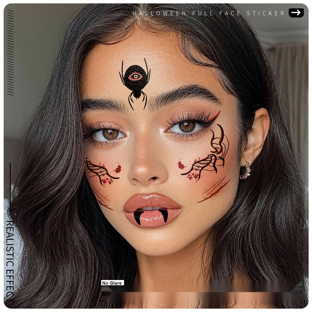 Halloween Temporary Tattoos And Face Stickers, Funny Cartoon Party Face Decals For Spooky Costume Makeup