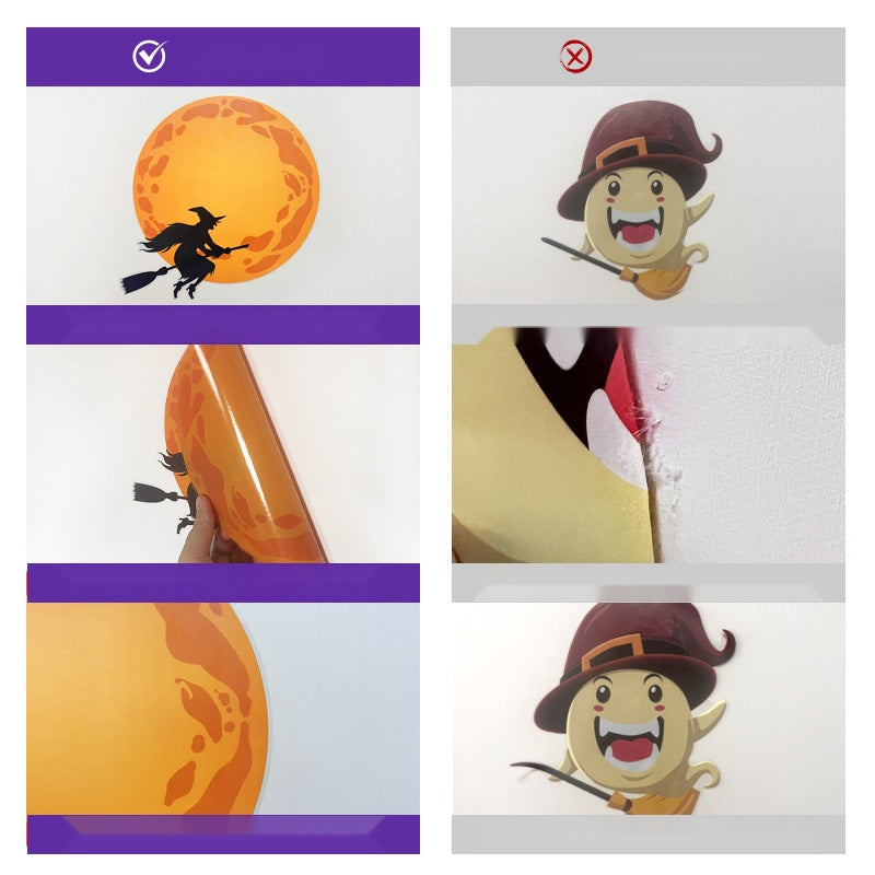 Halloween Pumpkin Head Witch Static Cling Wall Stickers, Removable Glass Decals For Storefront Windows