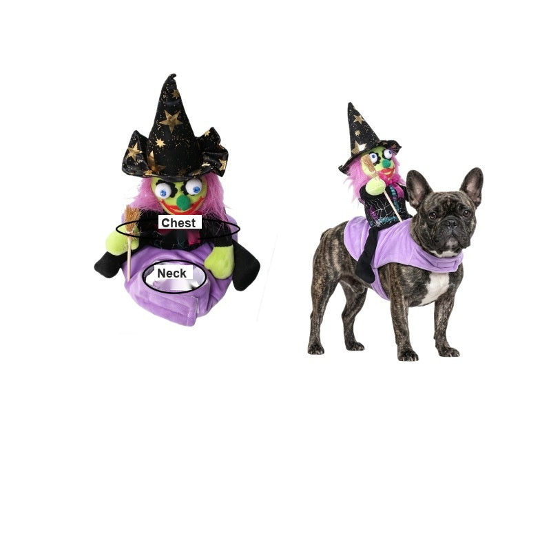 Halloween Purple Wizard Riding Costume for Dogs and Cats, Pet Party Outfit