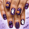 Halloween Press On Nails 24 Pcs, Ghost Spider Web Pumpkin Pattern Sweet Cool False Nails