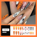 Halloween 3D Press On Nails 24 Pcs, Pumpkin Spider Hot Girl False Nails For Party Look