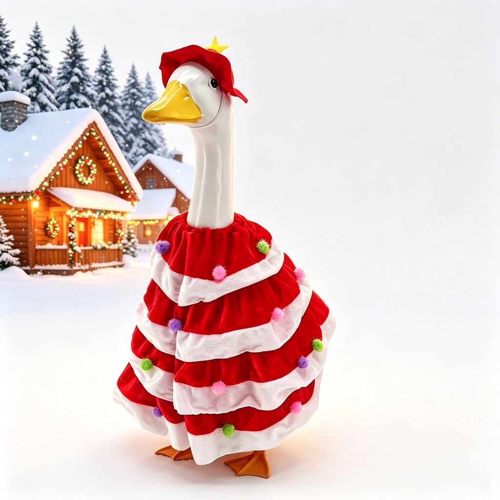 Christmas Goose Costume Holiday Lawn Decoration Party Porch Pet Goose Outfit