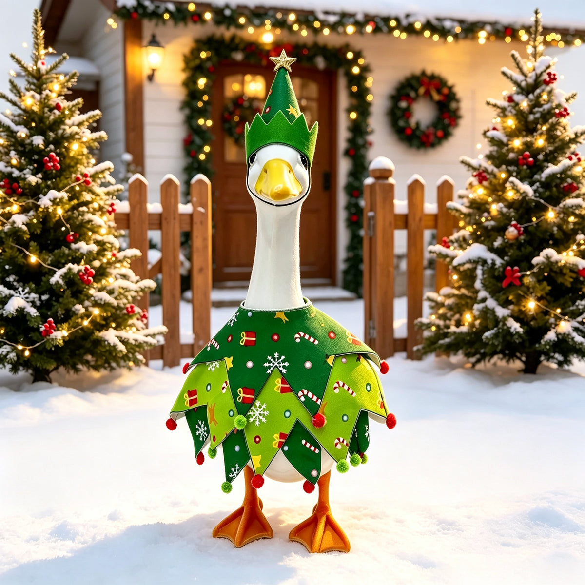 Christmas Goose Costume Holiday Lawn Decoration Party Porch Pet Goose Outfit