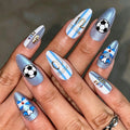 Press On Nails 24 Pcs Soccer Theme Fake Nails Versatile Manicure Finished Nail Set